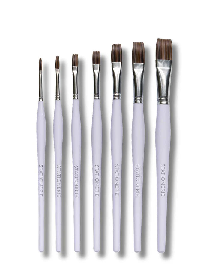 Retail Maharaj Flat Brush Set of 7 Velour Mix Media - Retail Maharaj