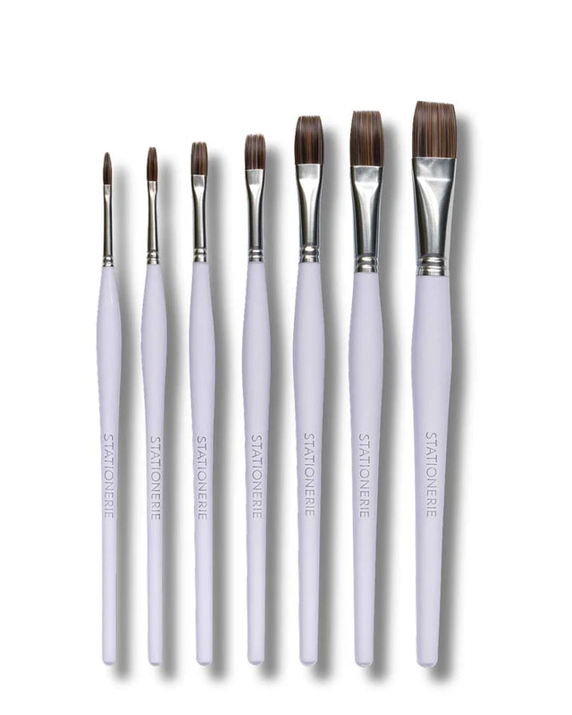 Retail Maharaj Flat Brush Set of 7 Velour Mix Media - Retail Maharaj