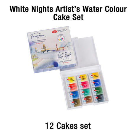 White Nights Artist Watercolour Cake Set Professional Mono Pigment Colours - Retail Maharaj
