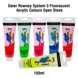 Daler Rowney System 3 Fluorescent Acrylic Colours Open Stock 150ml - Retail Maharaj