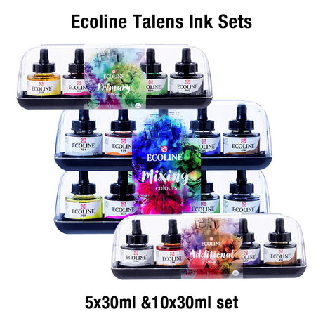 Ecoline Talens Liquid Watercolour Ink Sets – Primary, Additional & Mixing - Retail Maharaj