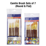 Camlin Synthetic Gold Hair Brush Set of 7 – Round & Flat Brushes - Retail Maharaj