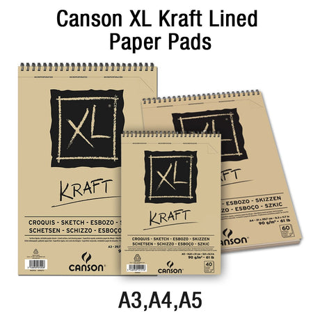 Canson XL Kraft Lined Spiral Sketchbook 90 GSM Acid Free Art Pad - Retail Maharaj