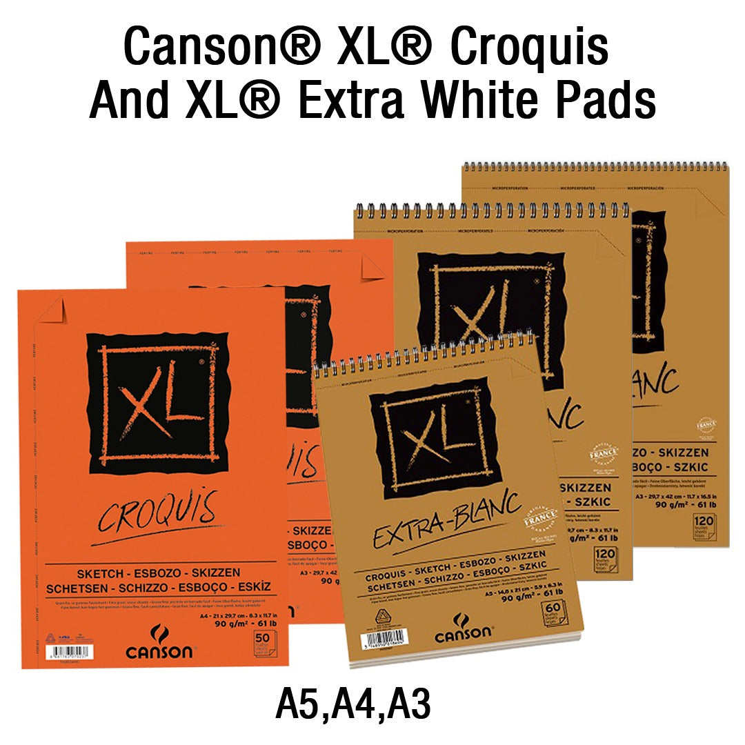 Canson XL Croquis and Extra White Sketch Pads 90 GSM Artist Drawing Paper - Retail Maharaj