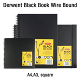 Derwent Black Book Wire Bound Hardback Sketchbook 200 GSM Black Paper - Retail Maharaj