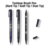 Tombow Fudenosuke and ABT Brush Pens Hard Tip Soft Tip and Dual Tip Black - Retail Maharaj