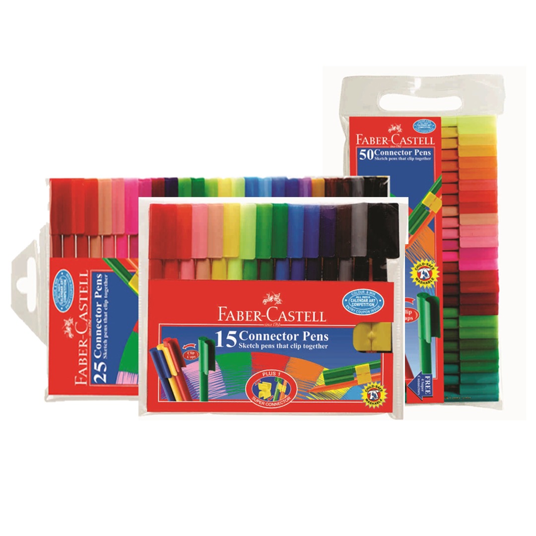 Faber Castell Connector Pens Colour Marker Sets Washable Ink - Retail Maharaj