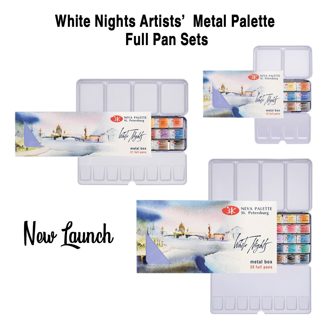 White Nights Professional Watercolour Metal Palette Full Pan Sets for Artists - Retail Maharaj