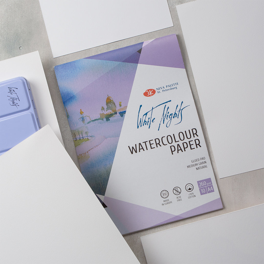 White Nights Watercolour Paper Pads 260 GSM 70% cotton - Retail Maharaj