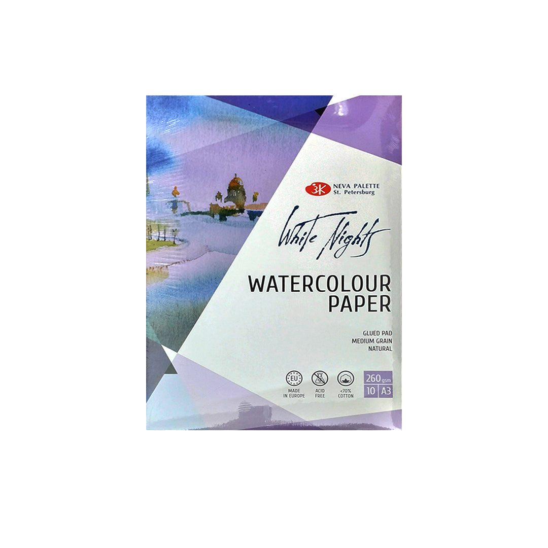 White Nights Watercolour Paper Pads 260 GSM 70% cotton - Retail Maharaj