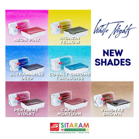 White Nights Watercolour Pans New Shades Open Stock - Retail Maharaj