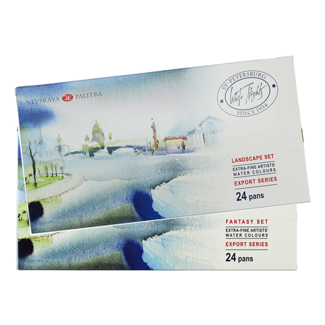 White Night Artists Watercolour Fantasy & Landscape Set of 24 Whole Pans Plastic Box - Retail Maharaj