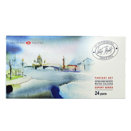 White Night Artists Watercolour Fantasy & Landscape Set of 24 Whole Pans Plastic Box - Retail Maharaj