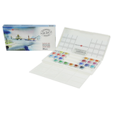 White Night Artists Watercolour Fantasy & Landscape Set of 24 Whole Pans Plastic Box - Retail Maharaj