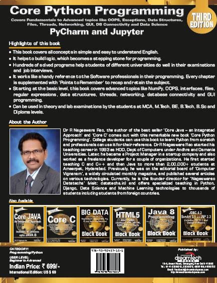 Core Python Programming, 3ed: Covers fundamentals to advanced topics like OOPS, Exceptions, Data structures, Files, Threads, Net - Retail Maharaj