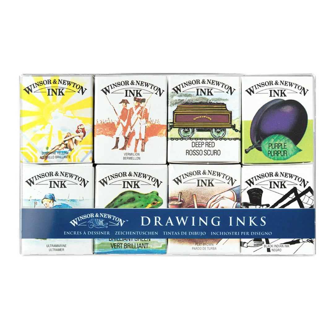 Winsor & Newton Drawing Ink Set of 8 - Retail Maharaj