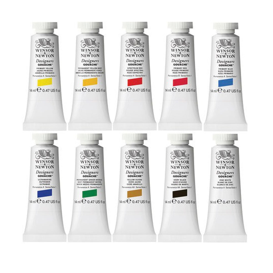 Winsor & Newton Designers Gouache Introductory Set of 10 - Retail Maharaj