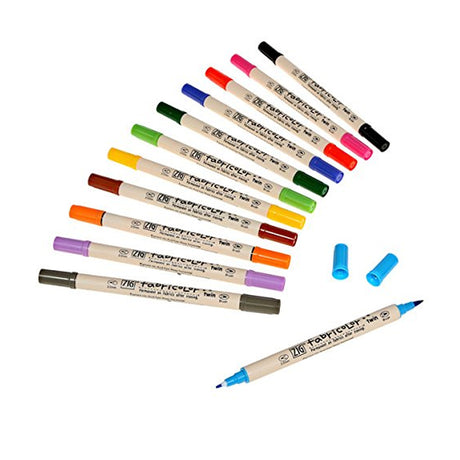 ZIG Fabricolor Twin Tip Fabric Marker Set – 6 12 or 24 Colours - Retail Maharaj