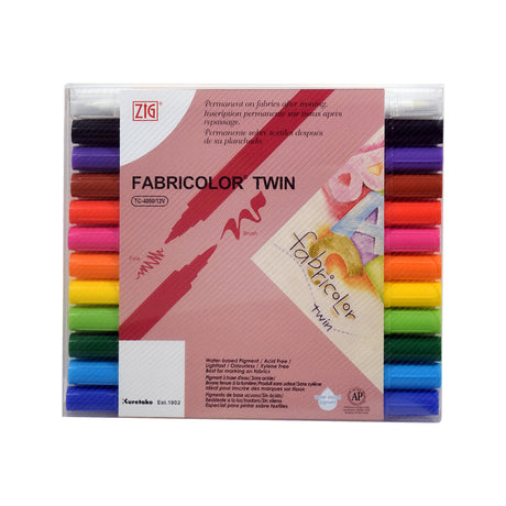 ZIG Fabricolor Twin Tip Fabric Marker Set – 6 12 or 24 Colours - Retail Maharaj