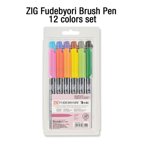 ZIG Fudebiyori Brush Pen – Set of 12 Colours - Retail Maharaj